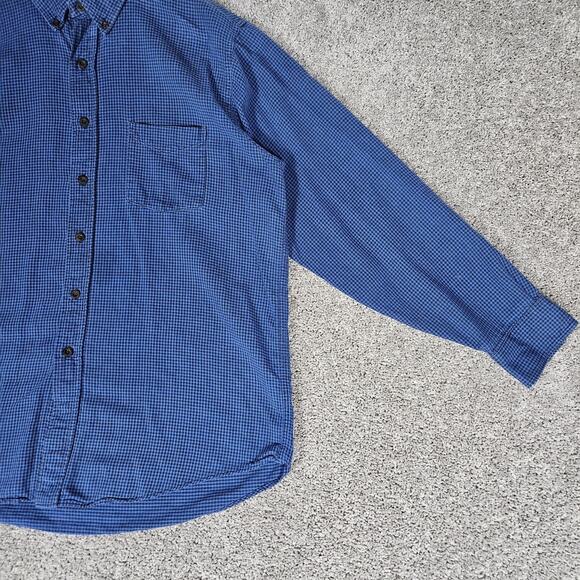 Vtg LL Bean Flannel Mens Large Blue Check Distressed Cabincore Grunge Skater - Picture 2 of 16